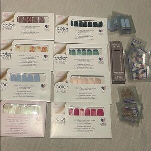 Lot 8 Sets of Color Street Nail Strips, 1 Dashing Diva, 36 Color Street Samples